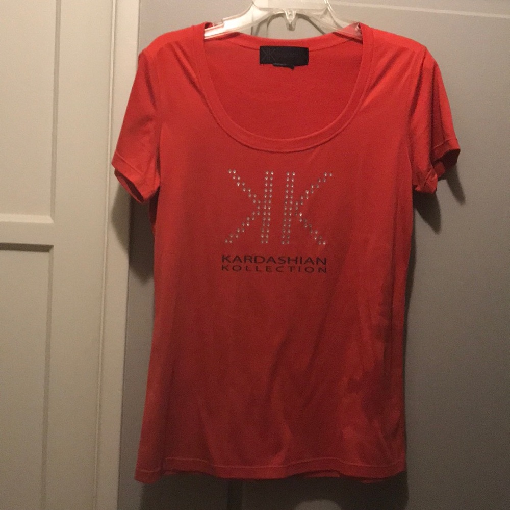 Vintage KK T shirt top KIM K KOLLECTION  with Shine and Shiny monogram Sz  L